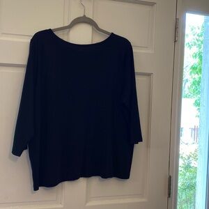 L.L. Bean Black Supima Cotton 3/4 Length Sleeve Top Size 2X - like new!